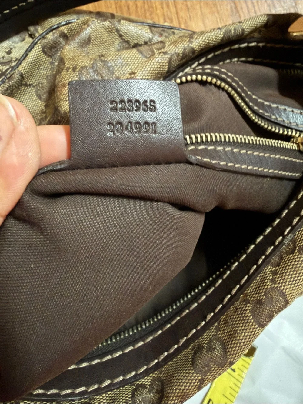 Gucci Brown GG Monogram Canvas Hobo with Dark Brown Leather Trim